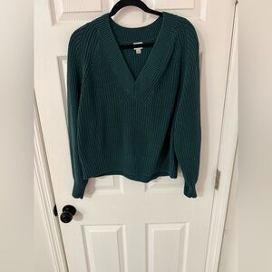 Women's Teal V-Neck Sweater, Size L
